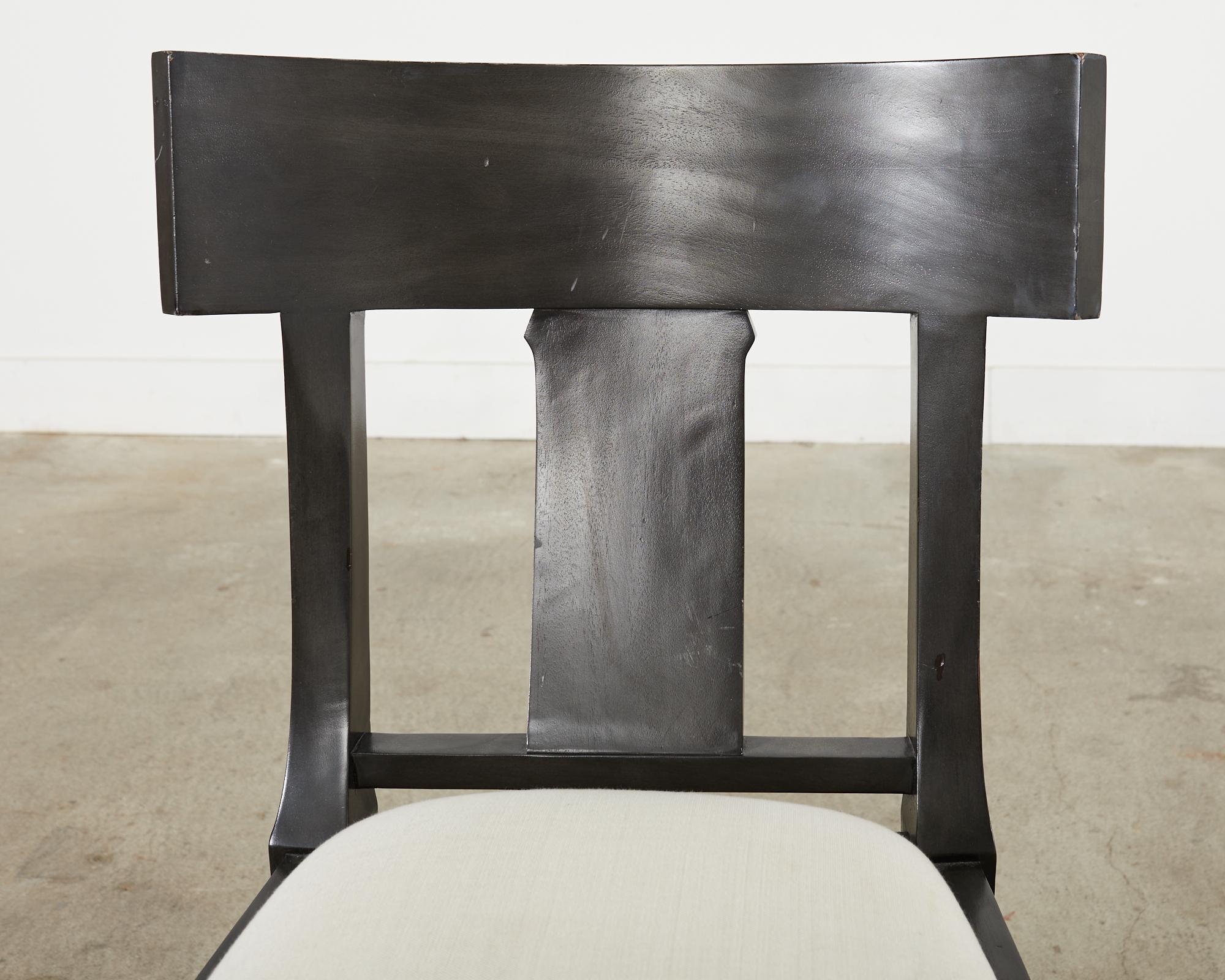 Set of Six Ebonized Neoclassical Style Klismos Dining Chairs 9