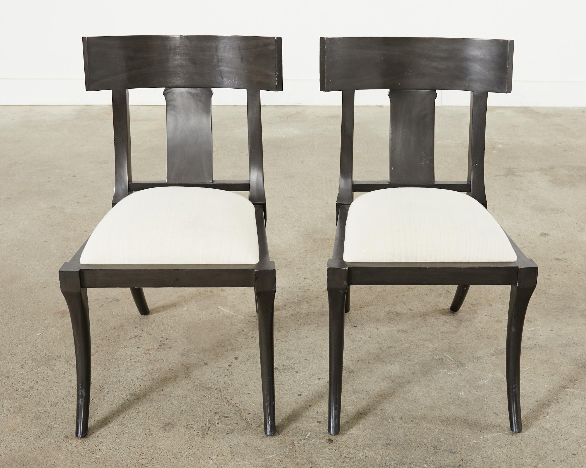 Set of Six Ebonized Neoclassical Style Klismos Dining Chairs 1
