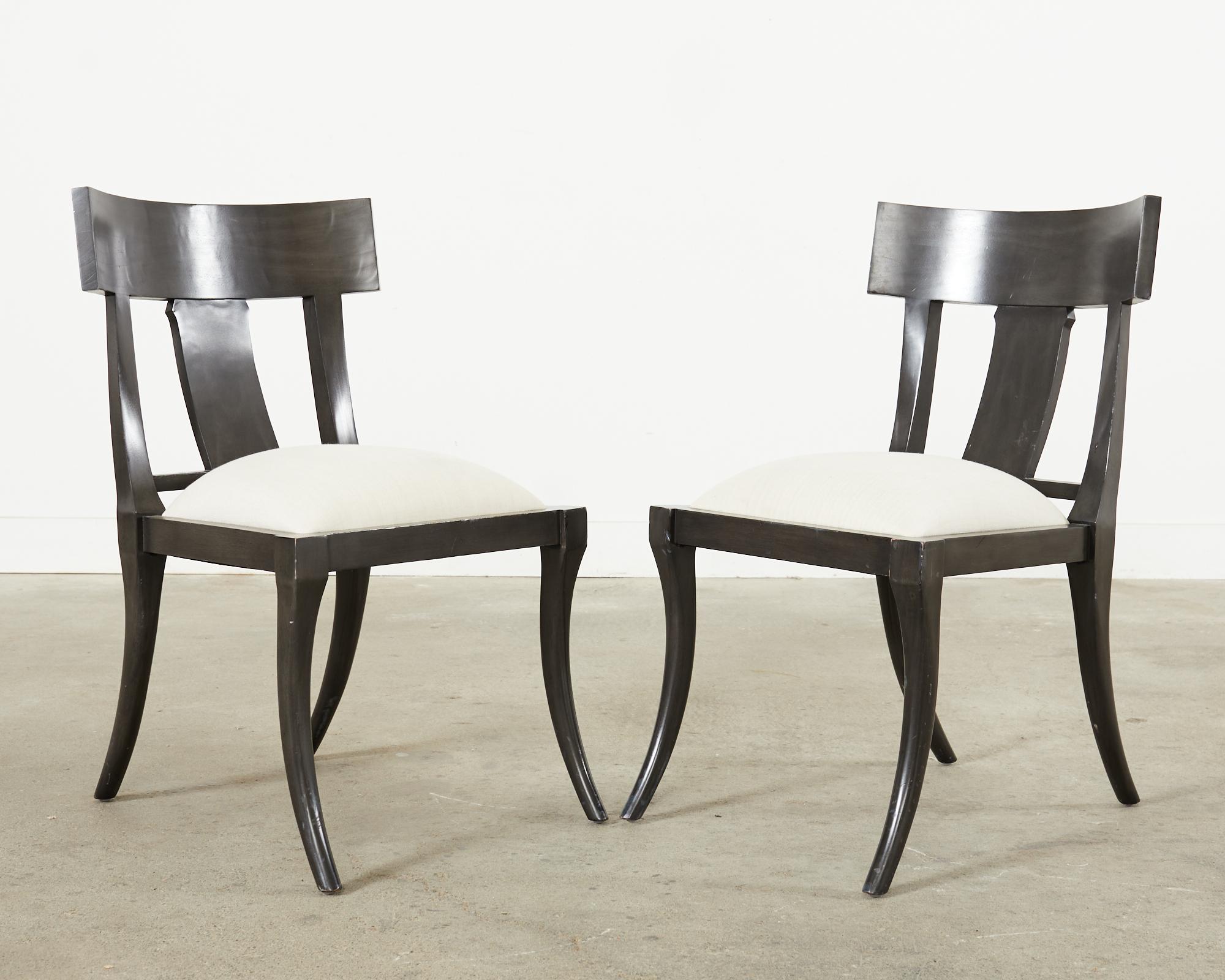 Set of Six Ebonized Neoclassical Style Klismos Dining Chairs 2