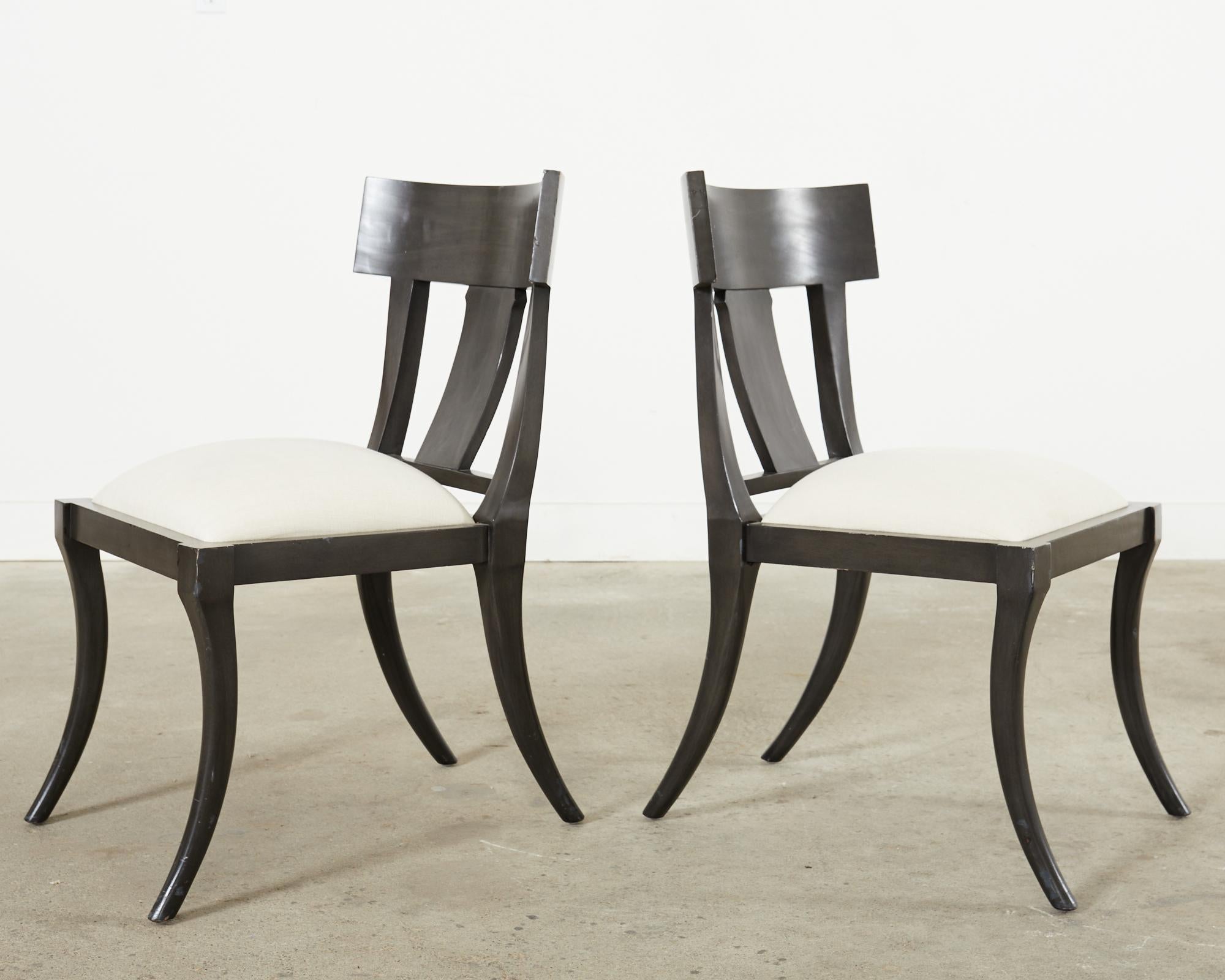 Set of Six Ebonized Neoclassical Style Klismos Dining Chairs 3