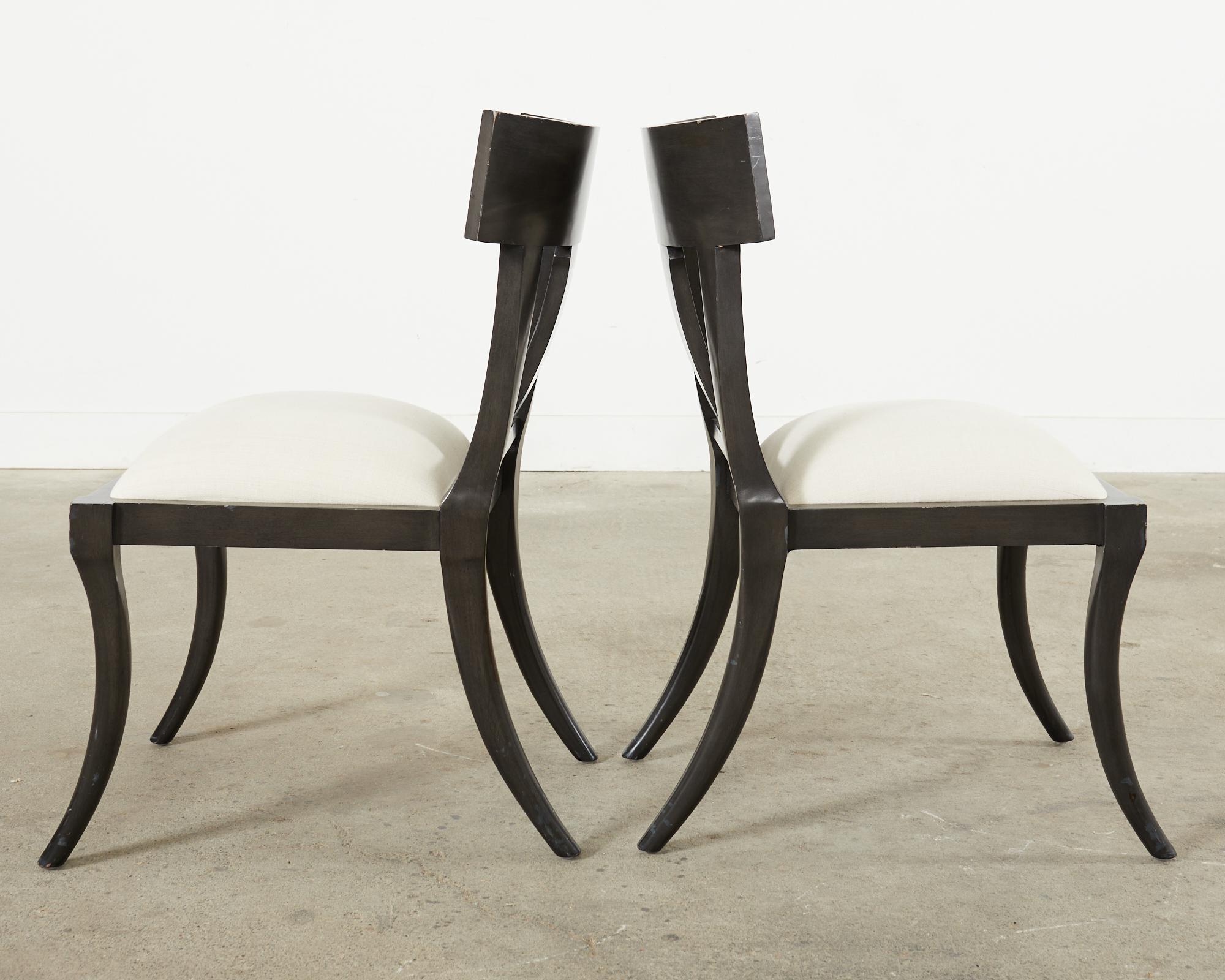 Set of Six Ebonized Neoclassical Style Klismos Dining Chairs 4