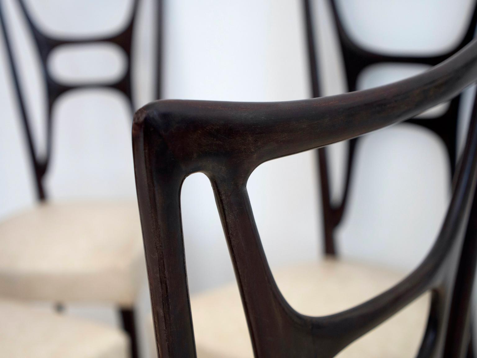 Set of Six Ebonized Wood Dining Chairs 4