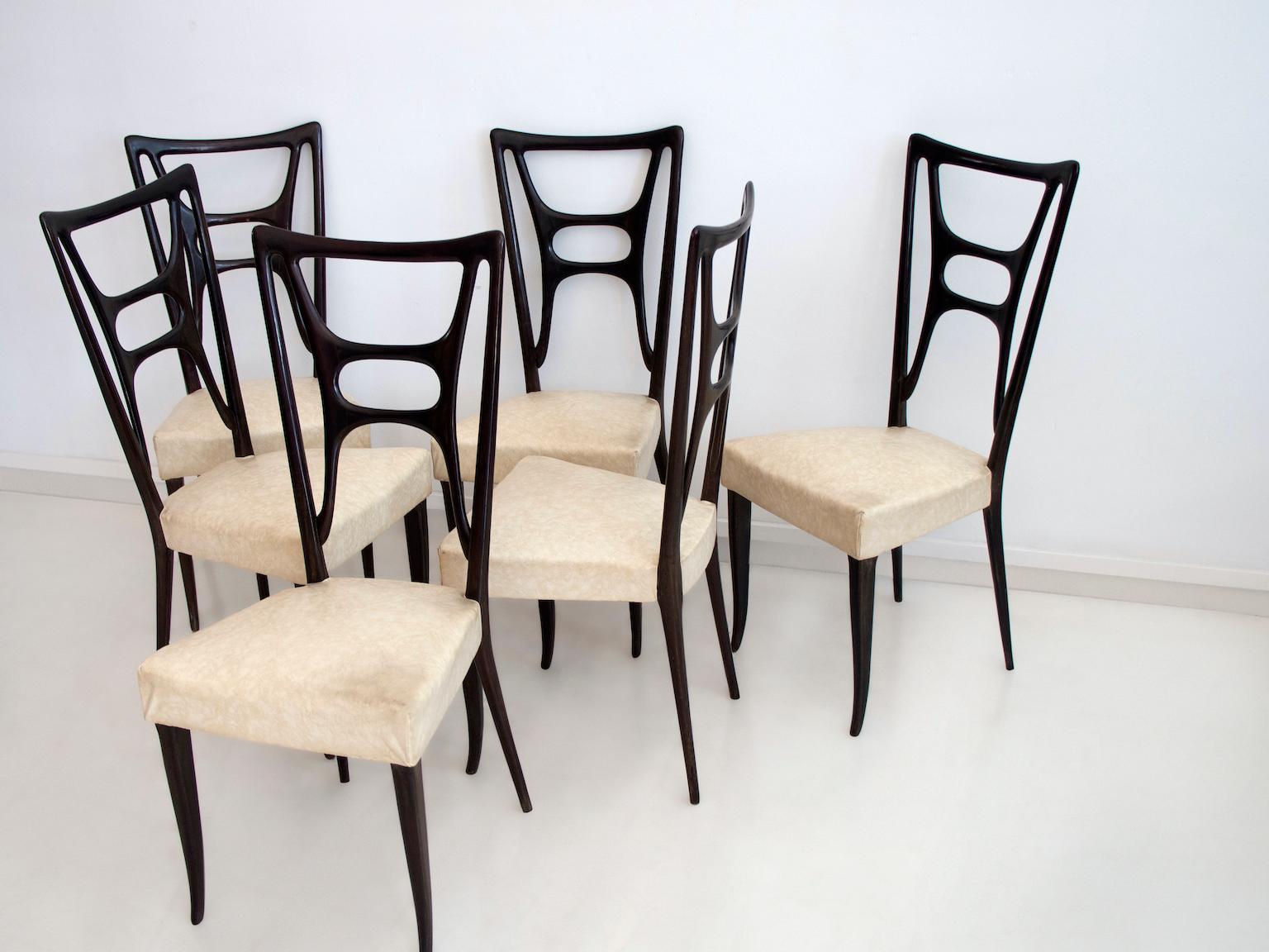 Set of Six Ebonized Wood Dining Chairs 2