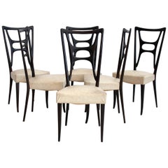 Set of Six Ebonized Wood Dining Chairs