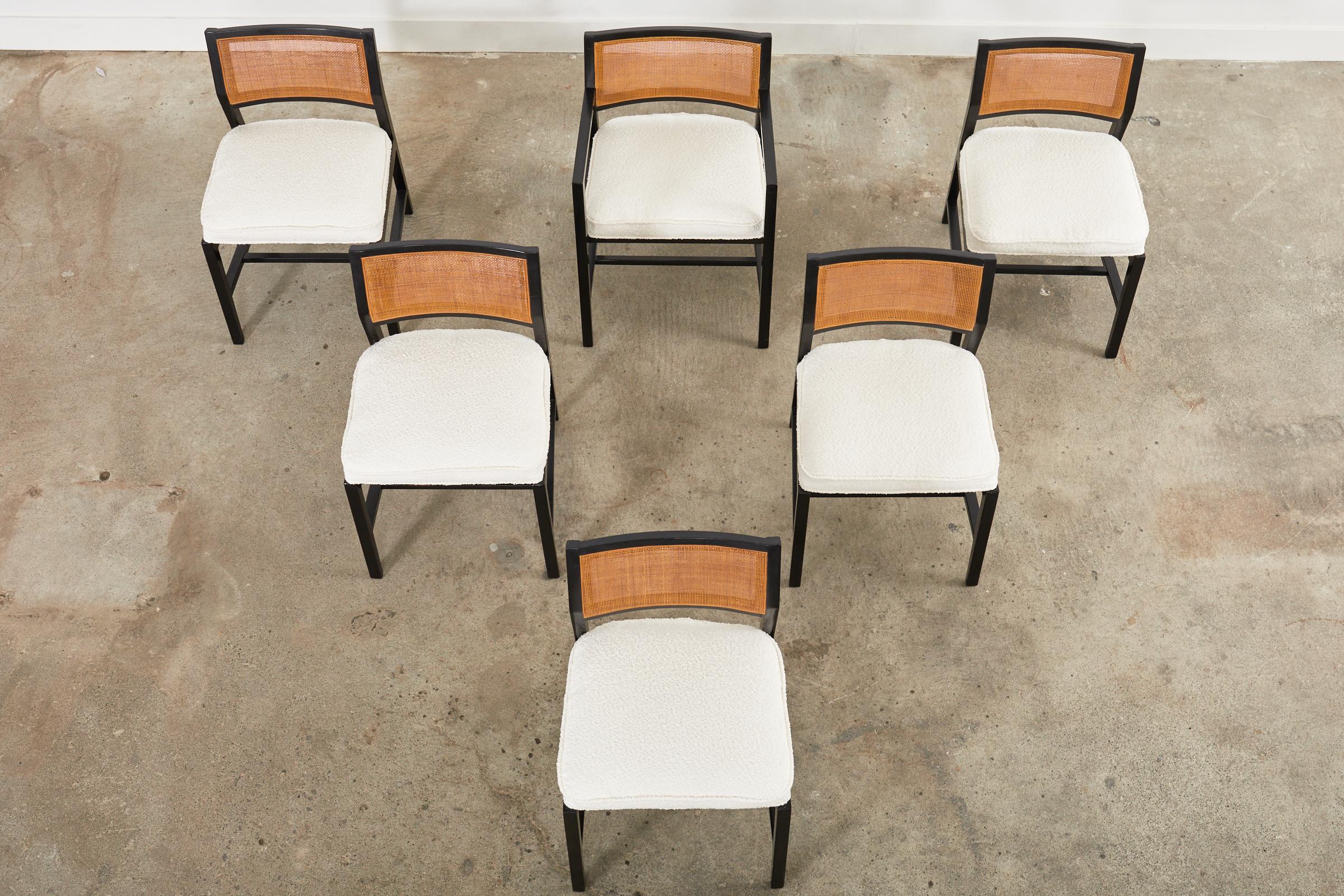 American Set of Six Edward Wormley for Dunbar Caned Dining Chairs For Sale