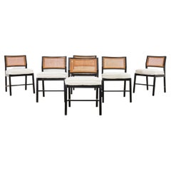 Set of Six Edward Wormley for Dunbar Caned Dining Chairs