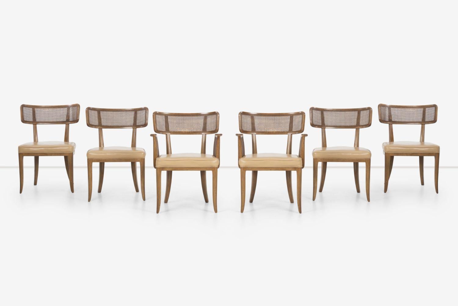 Mid-Century Modern Set of Six Edward Wormley for Dunbar Curved-Back Dining Chairs For Sale