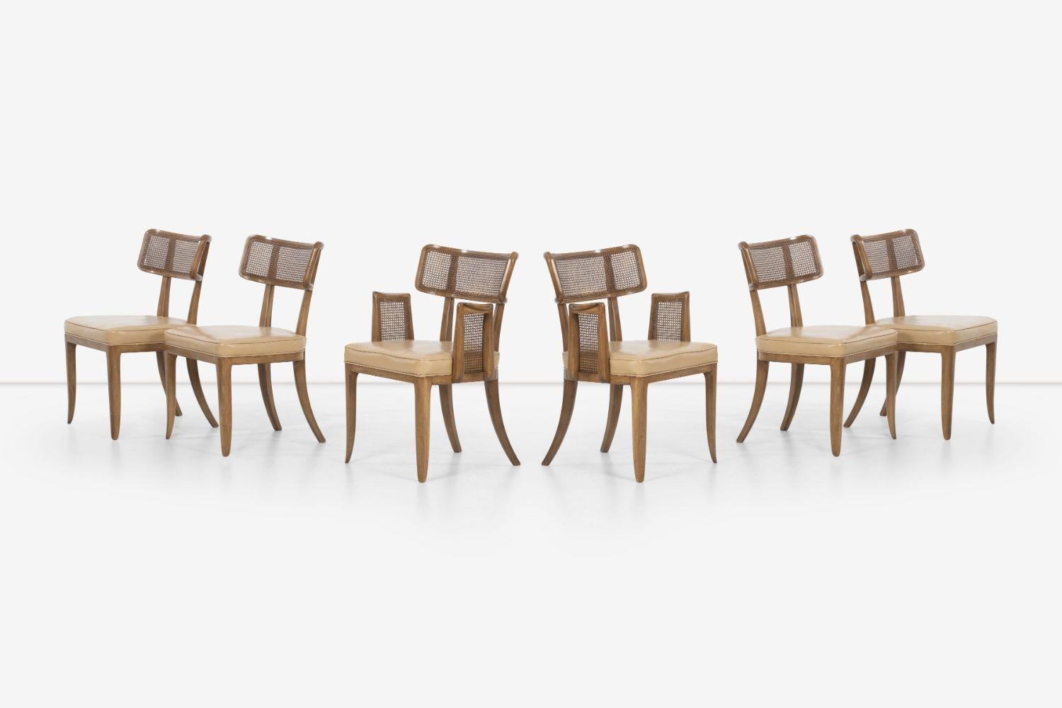 American Set of Six Edward Wormley for Dunbar Curved-Back Dining Chairs For Sale