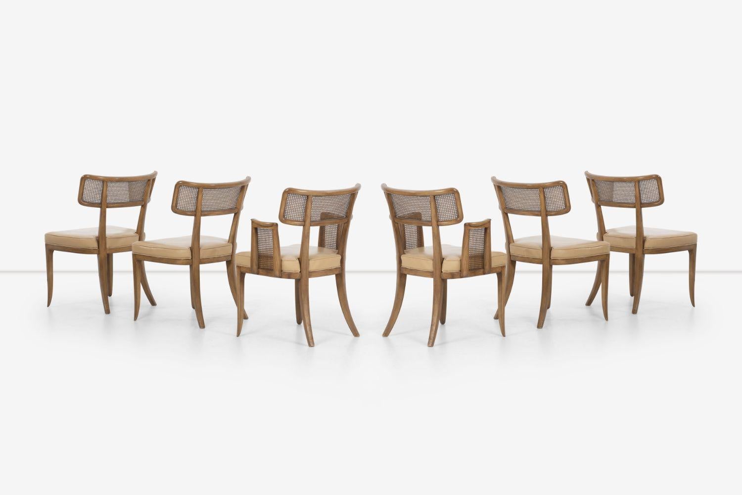 Set aus sechs Esszimmerstühlen mit geschwungener Rückenlehne von Edward Wormley für Dunbar (Mitte des 20. Jahrhunderts) im Angebot