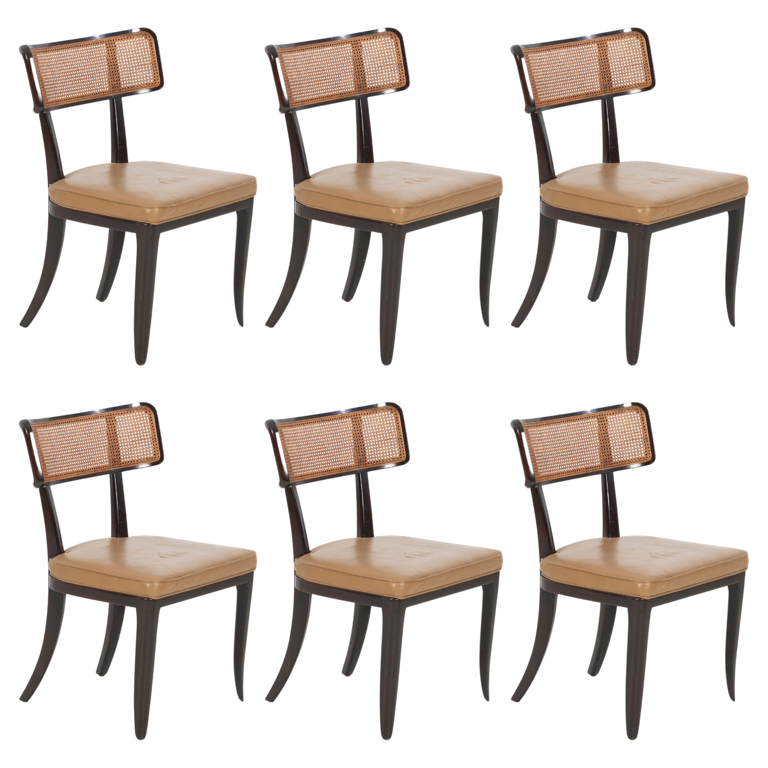 Set of Six Edward Wormley for Dunbar Curved-Back Dining Chairs