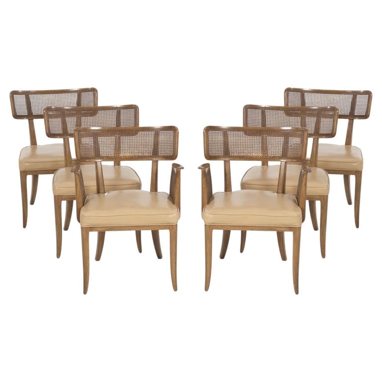 Set of Six Edward Wormley for Dunbar Curved-Back Dining Chairs For Sale