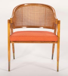 Set of Six Edward Wormley Model 5480 Cane and Ash Chairs Made by Dunbar