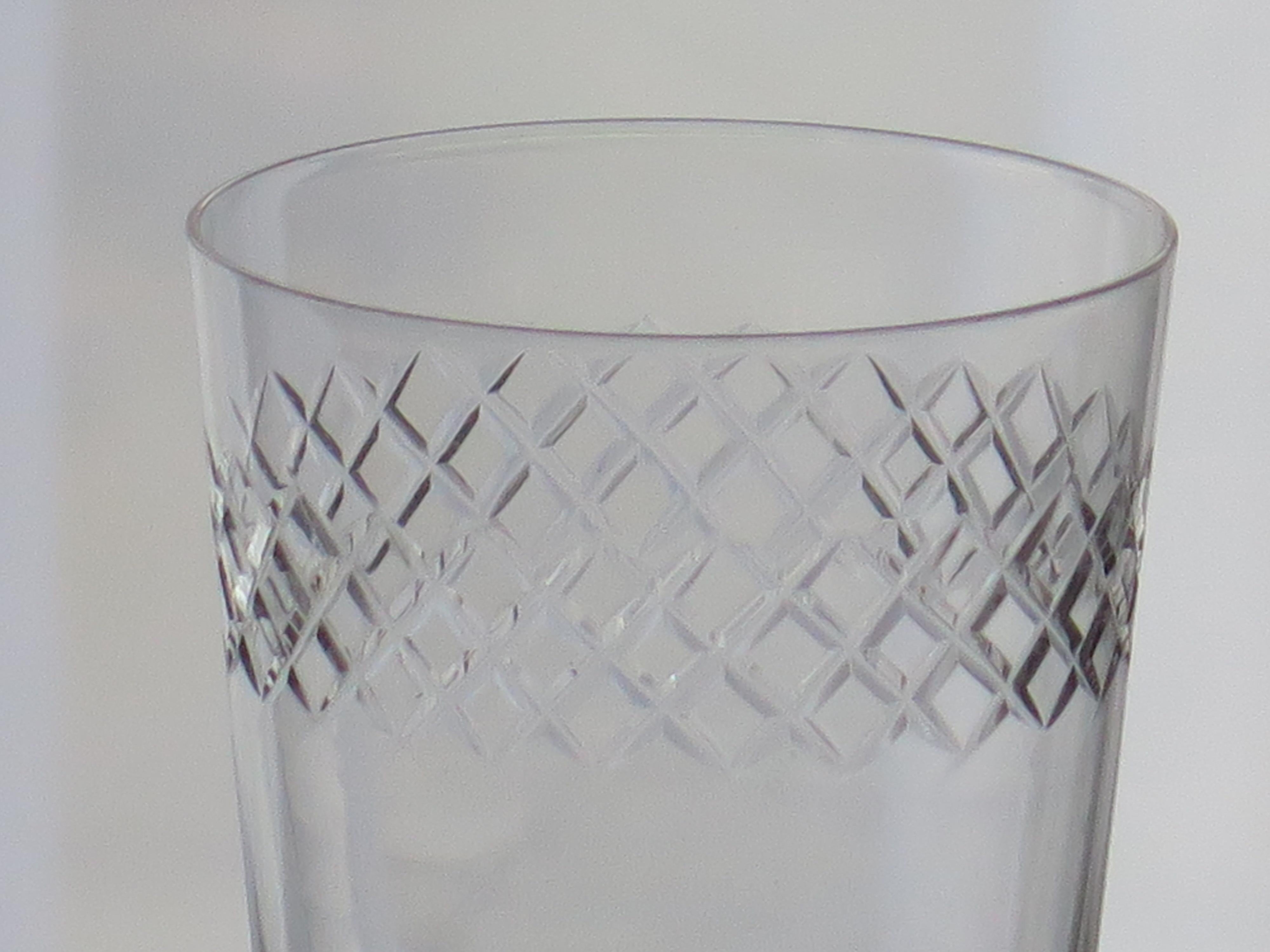 Set of SIX Edwardian Glass Tumblers Engraved Drinking Glasses, circa 1905 For Sale 4