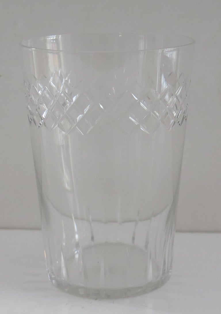 20th Century Set of Six Edwardian Glass Tumblers Engraved Drinking Glasses, circa 1905 For Sale