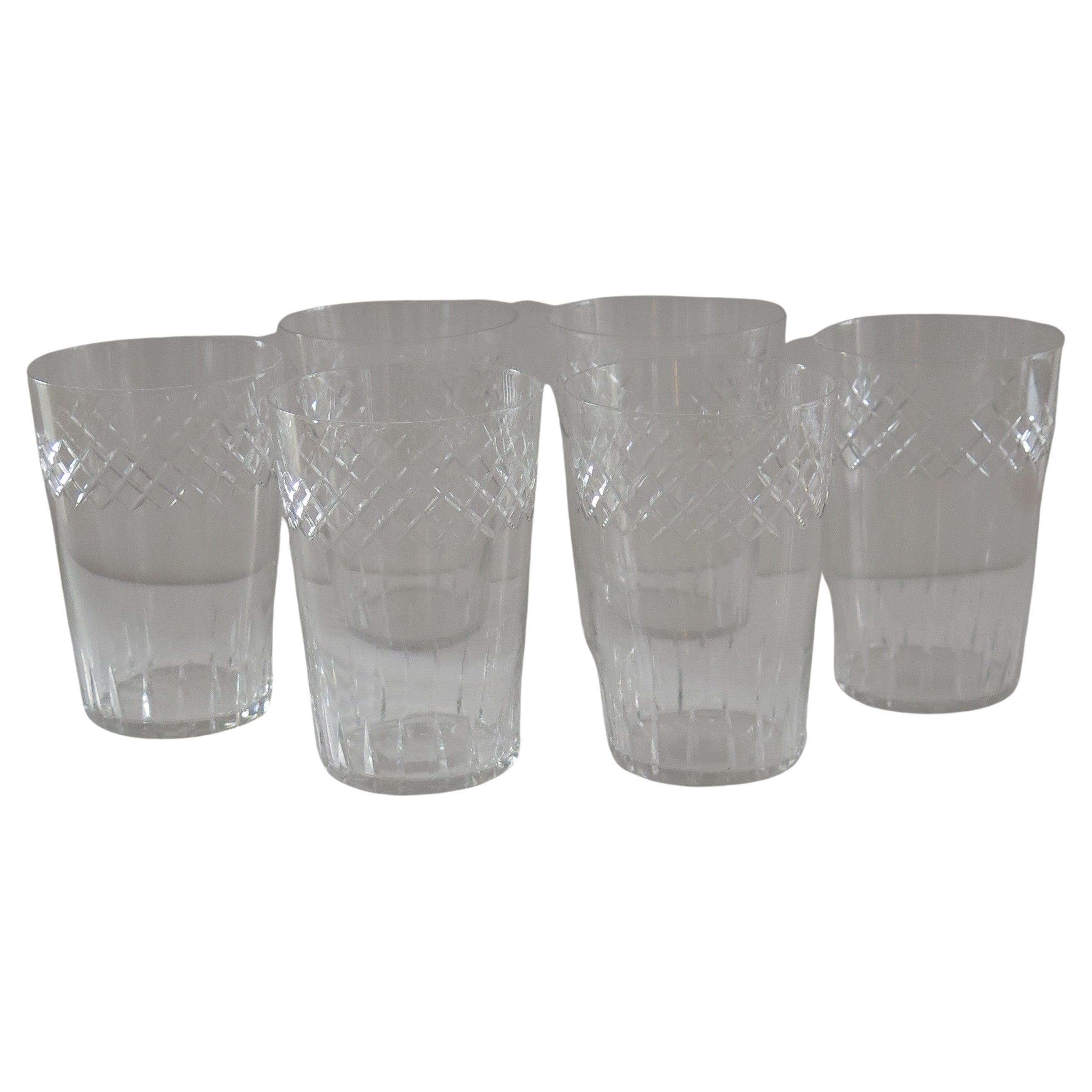 Juego de SEIS vasos de cristal eduardiano grabados para beber, hacia 1905 Inglés en venta
