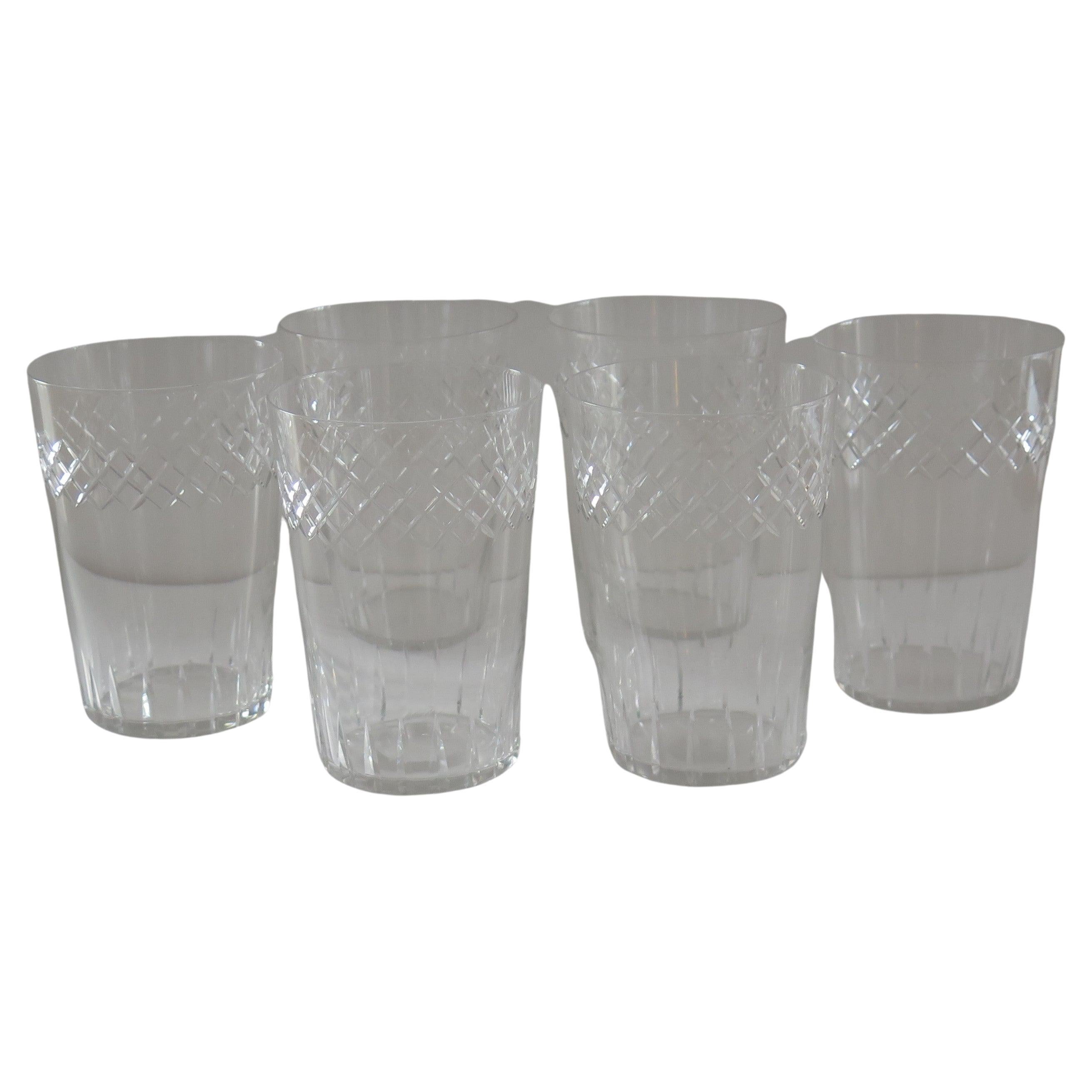 Set of SIX Edwardian Glass Tumblers Engraved Drinking Glasses, circa 1905