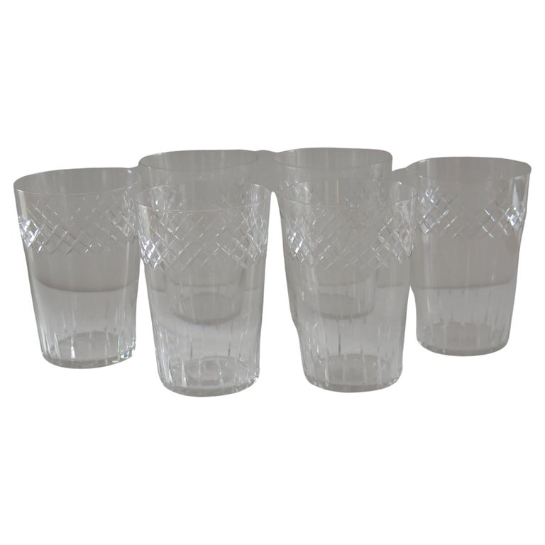 Set of Six Edwardian Glass Tumblers Engraved Drinking Glasses, circa 1905 For Sale