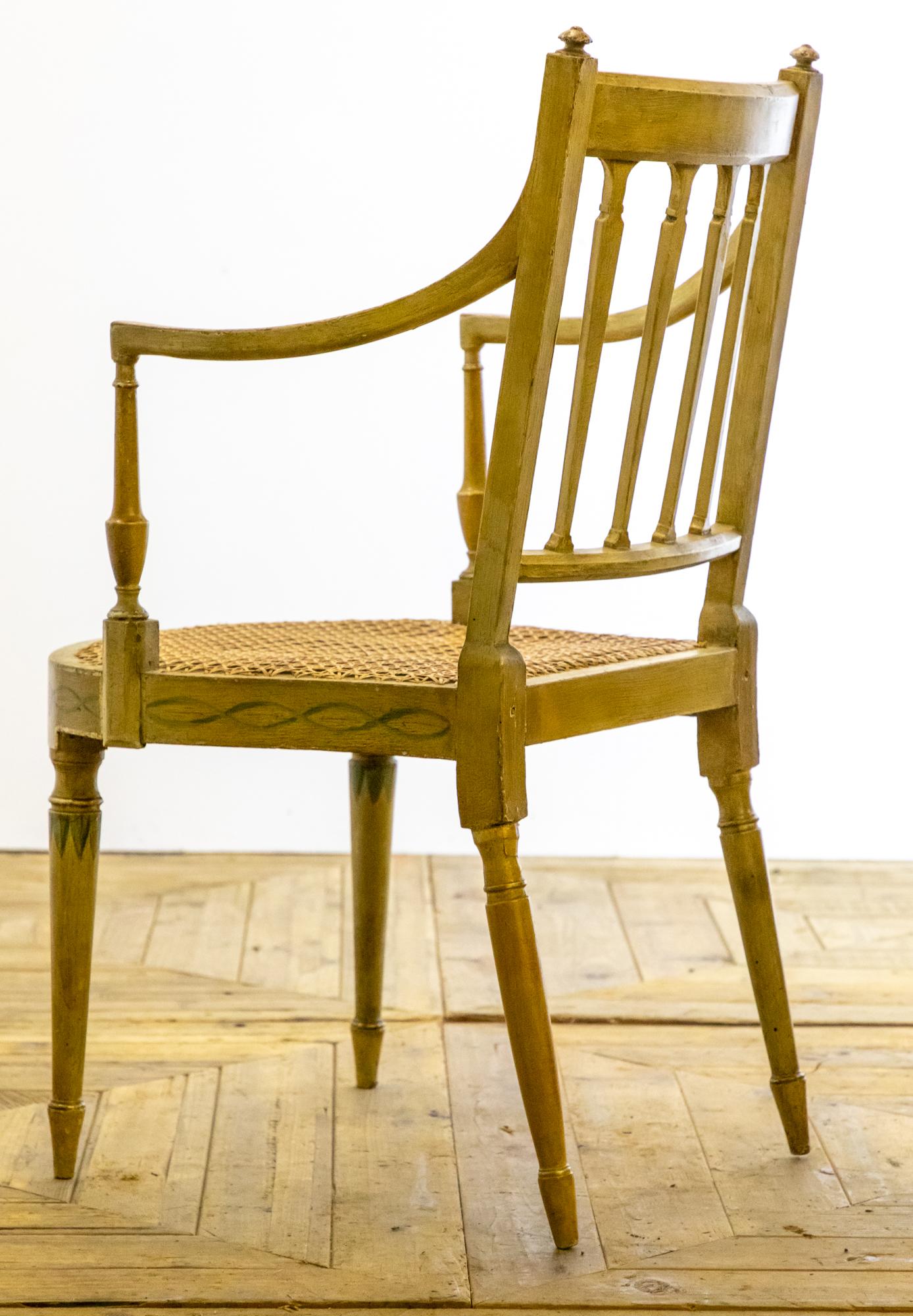 20th Century Set of Six Edwardian Painted Armchairs in the George III Style For Sale
