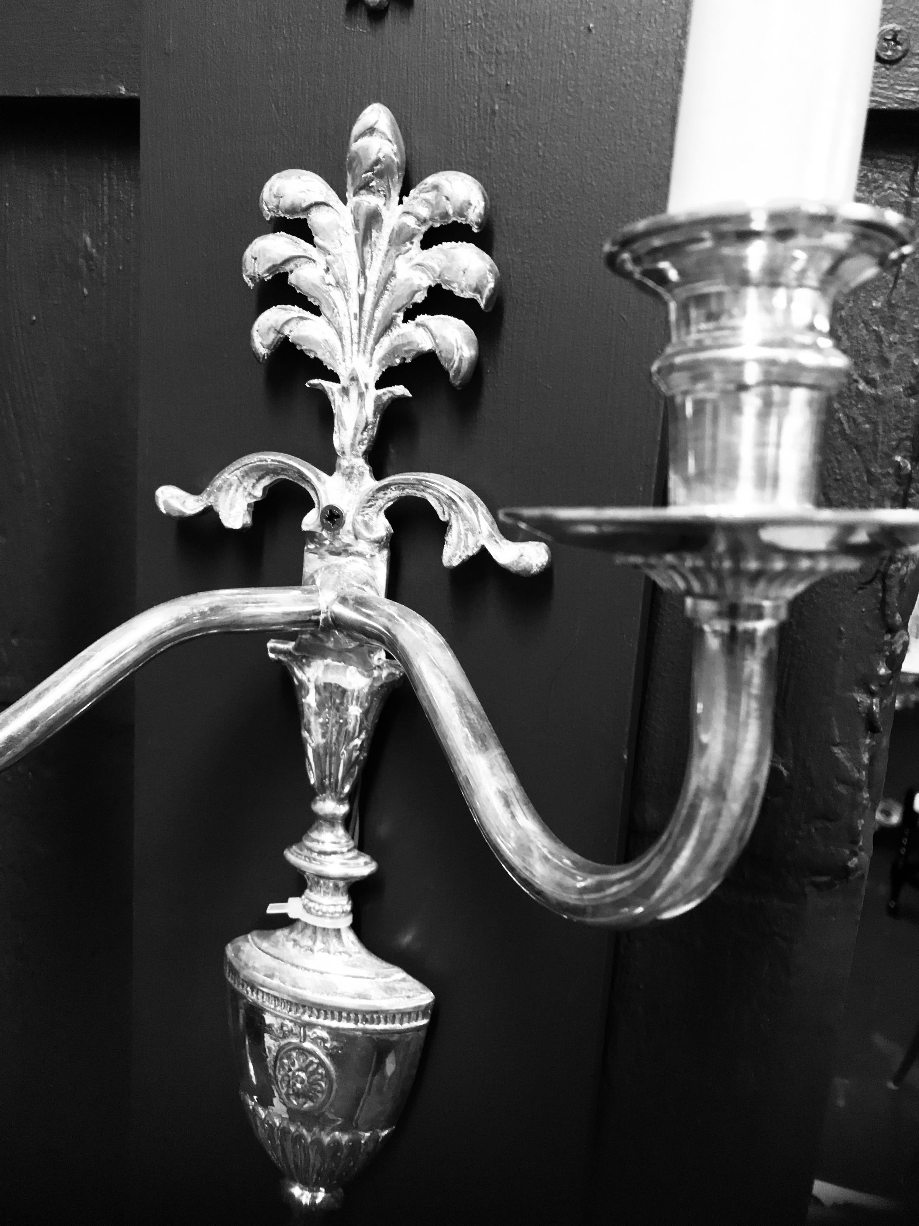 Set of Six Edwardian Silver Plated Wall Sconces 1