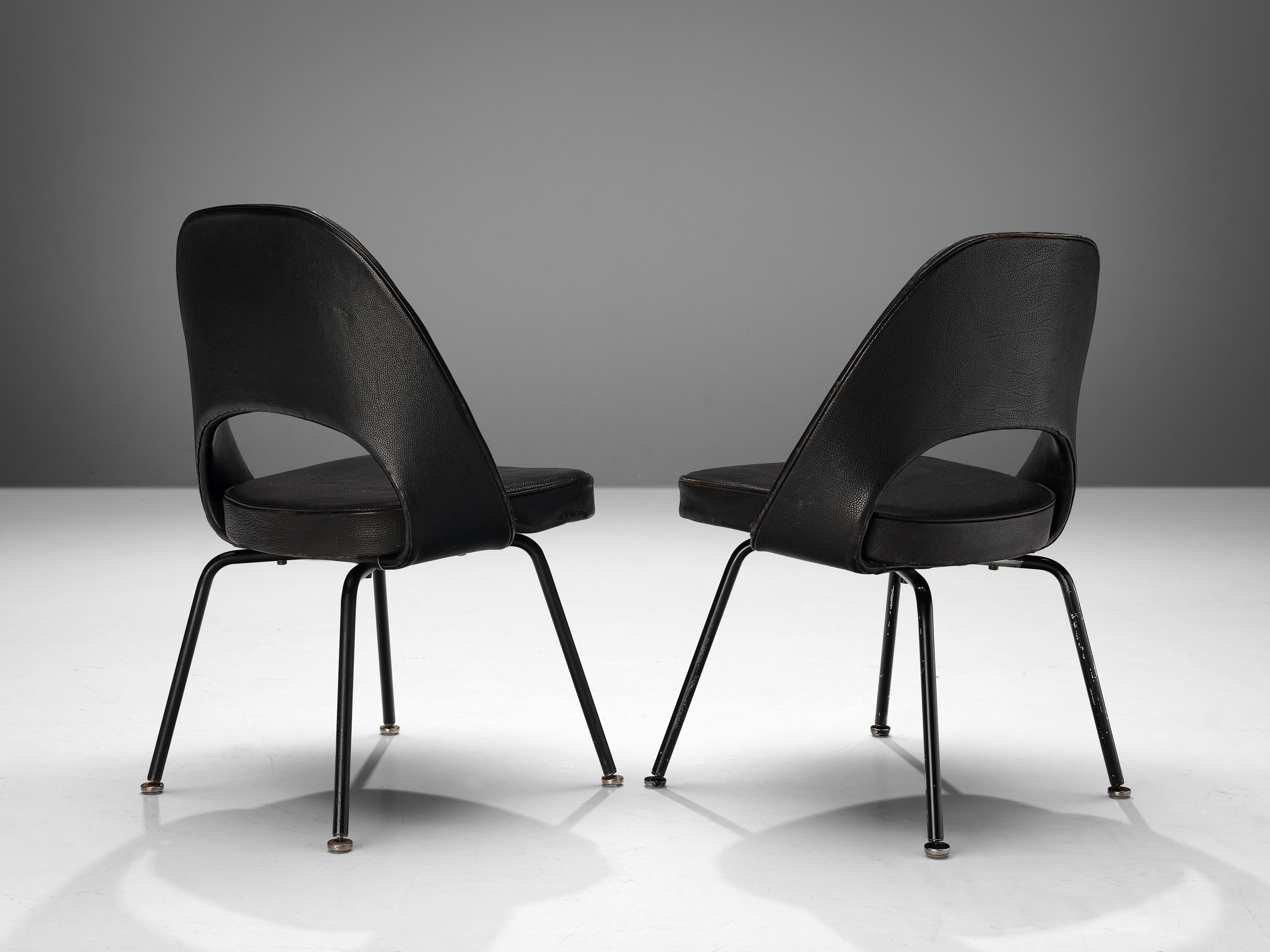 Leather Set of Six Eero Saarinen for Knoll International Dining Chairs