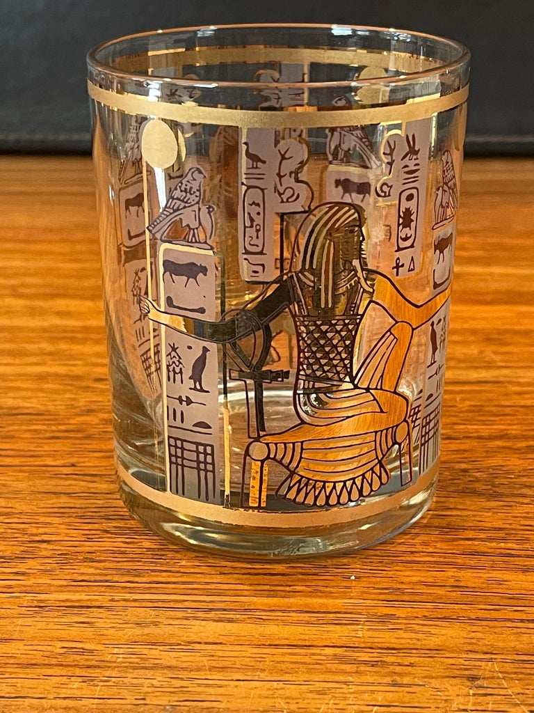 Set of Six Egyptian Double Old Fashion Cocktail Glasses by Culver Ltd