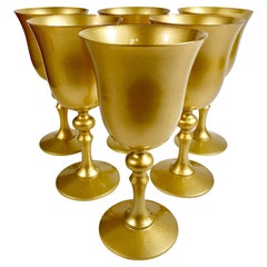 Set di sei eleganti occhiali dorati anni '80