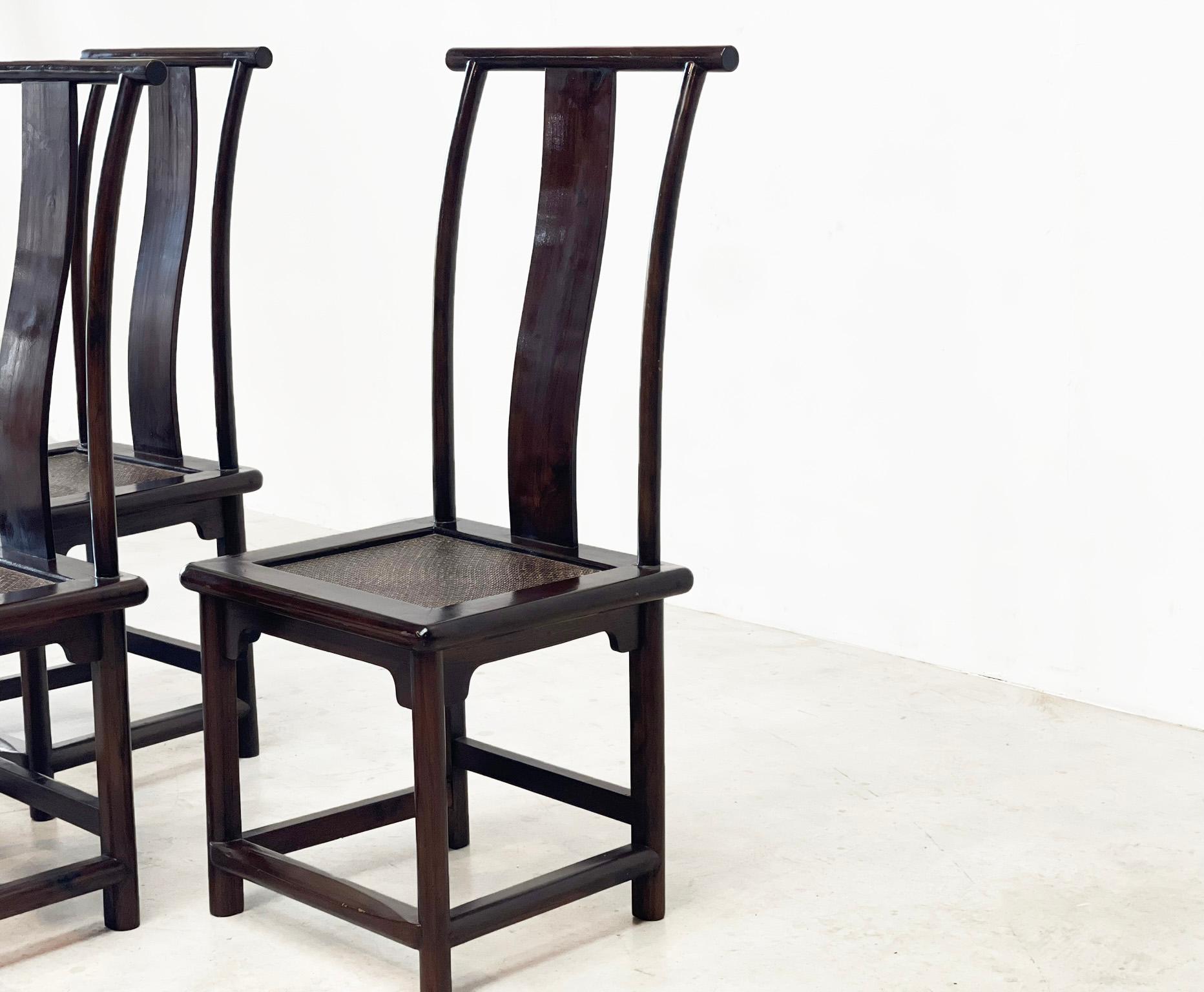 Late 20th Century Set of six elegant brutalist oak dining chairs  For Sale