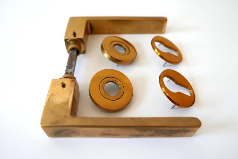 Set of Six Elegant MidCentury Modern Brass Door Handles, 1950s — free download