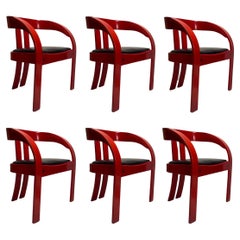 Conjunto de seis sillones Elisa de Giovanni Battista Bassi, Poltrona Años 60, Madera