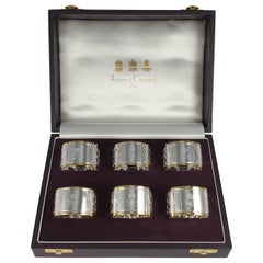 Set of Six Elizabeth II Parcel-Gilt Britannia Standard Silver Napkin-Rings, 2002