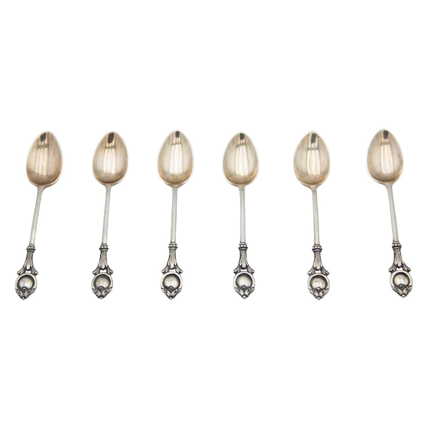 Set of six embossed teaspoons