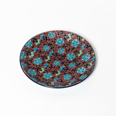 Set of Six Enamel Ceramic Dishes by Longwy, France, Mid-19th Century