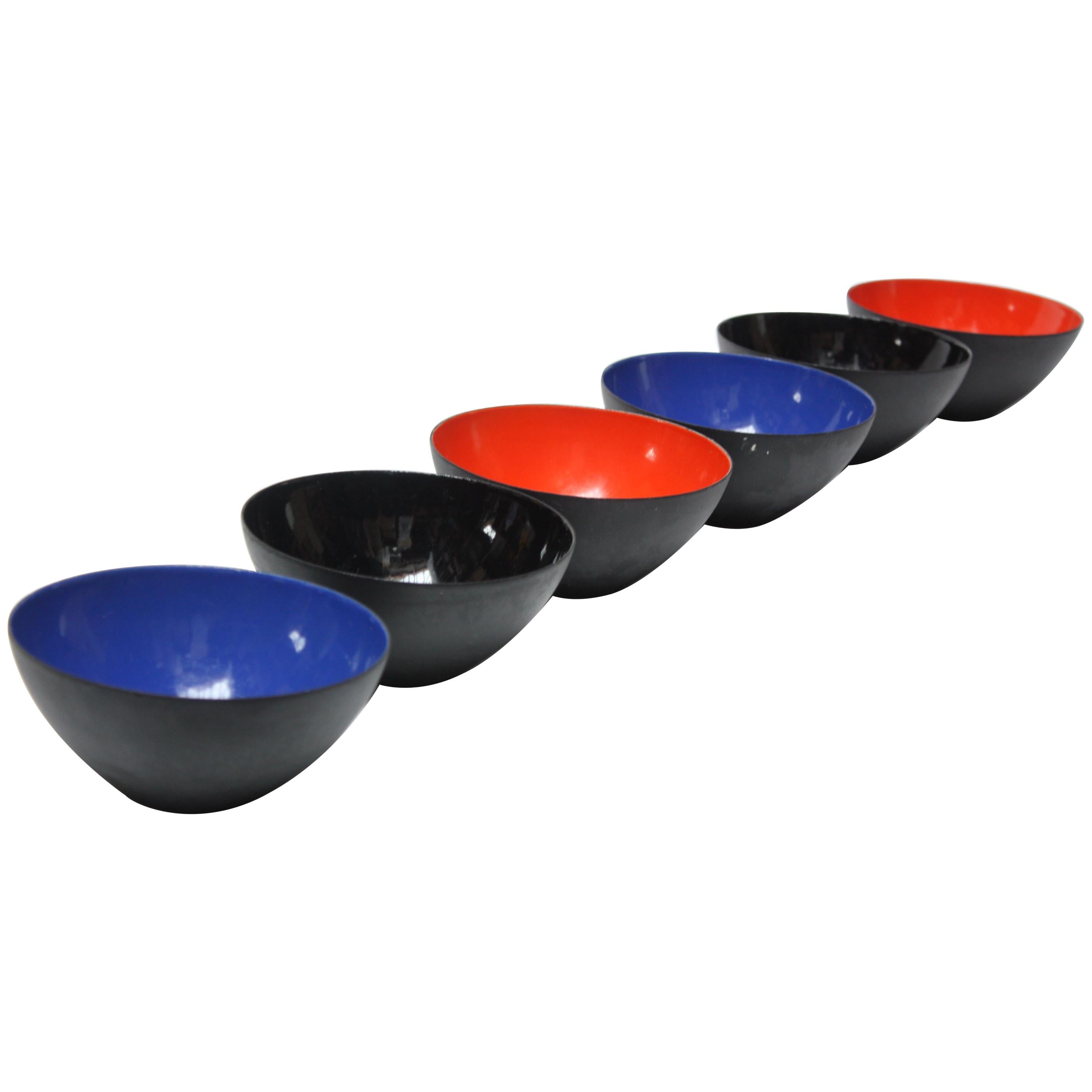 Set of Six Enamel Krenit Bowls by Herbert Krenchel For Sale