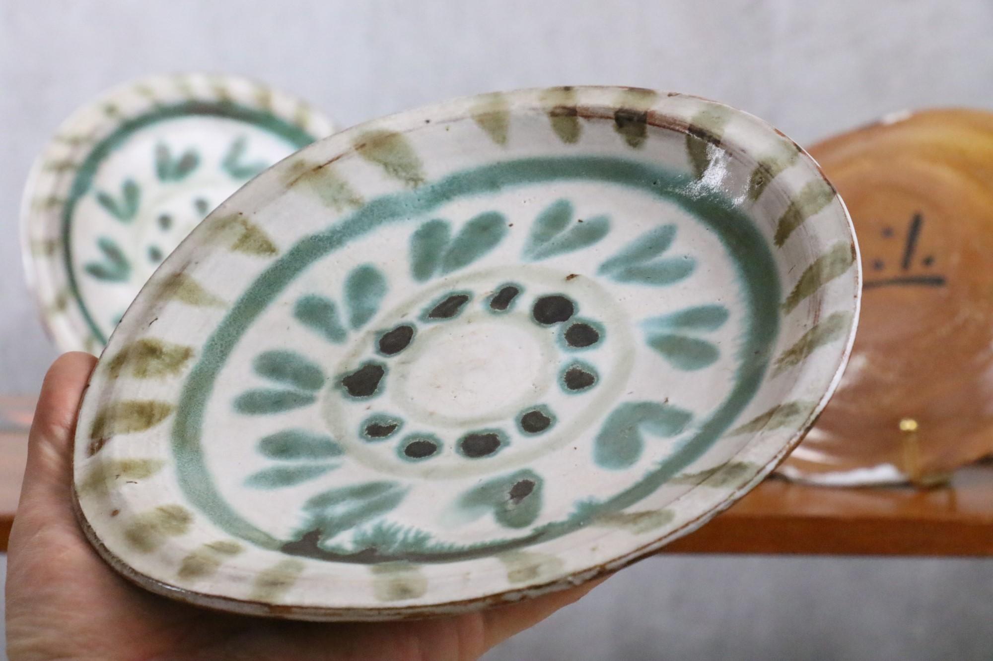 Set of Six Enamelled Plates by Cécile Dein, French Ceramist, Circa 1960 3