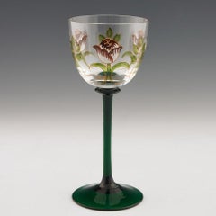 Satz von sechs emaillierten Theresientaler Weingläsern