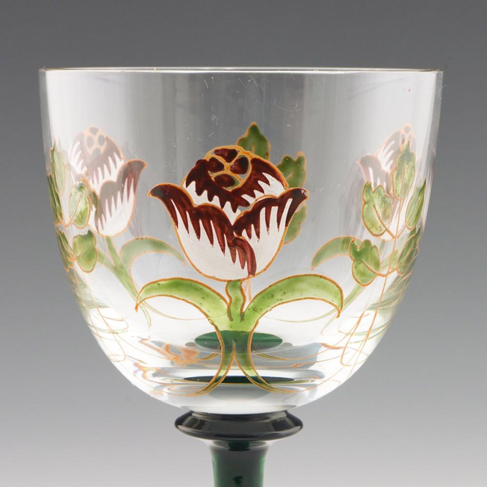 Contemporary Set of Six Enamelled Theresiental Wine Glasses For Sale