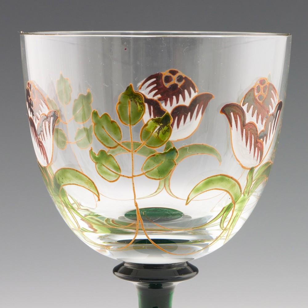 Set of Six Enamelled Theresiental Wine Glasses For Sale 1