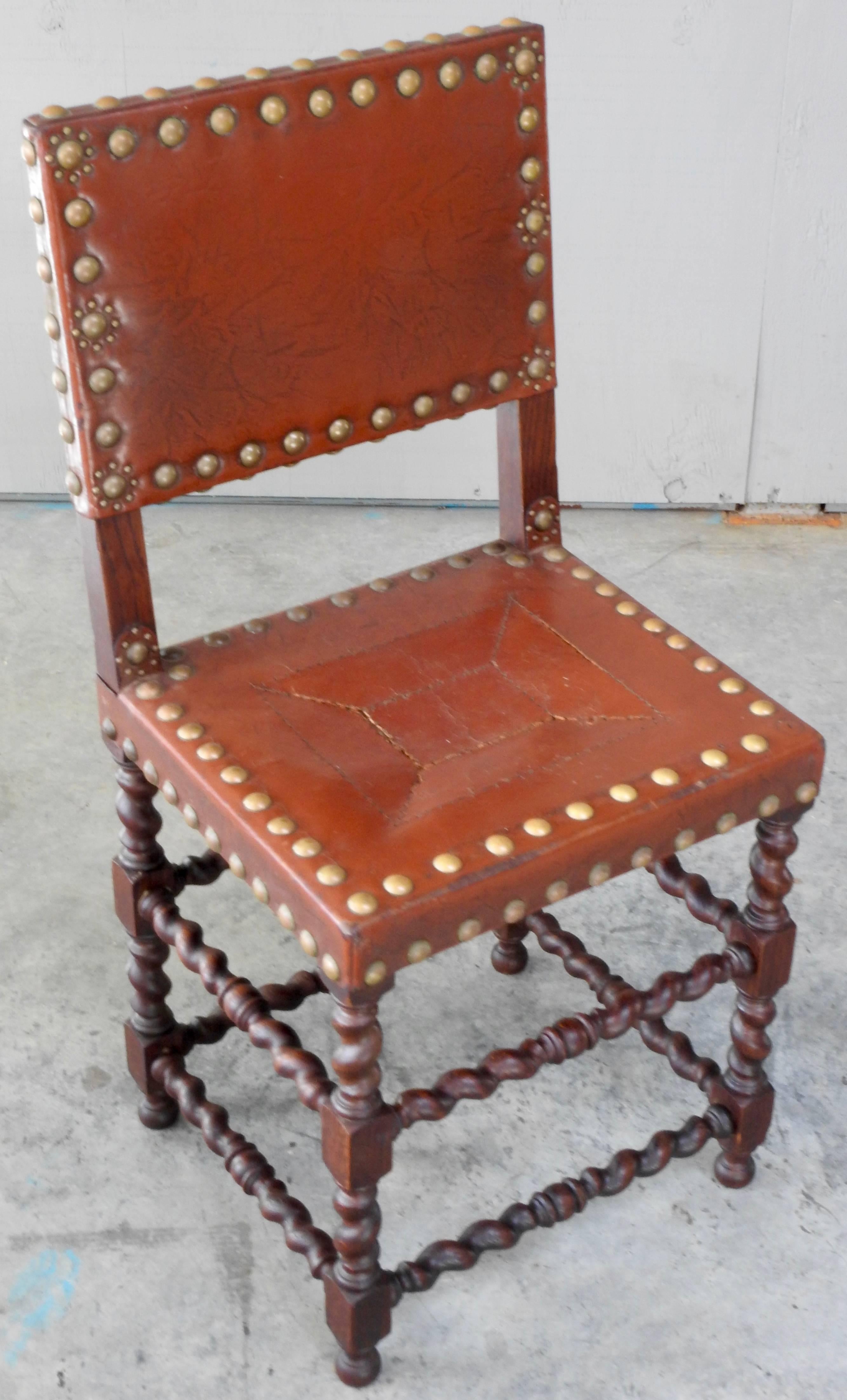 Set of Six English Barley Twist Chairs from the 19th Century For Sale 2