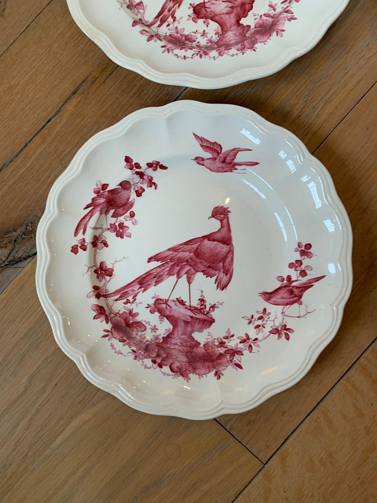 Set of Six English Copeland Spode Chelsea Bird Pattern Dinner Plates, Marked For Sale 2