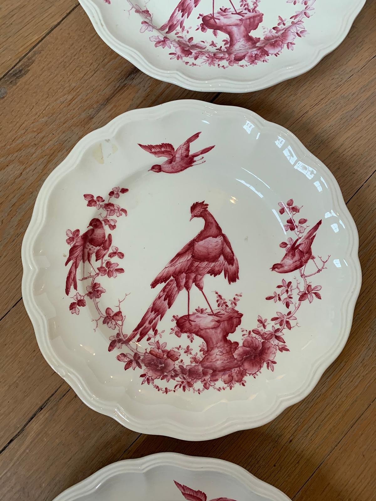 Set of Six English Copeland Spode Chelsea Bird Pattern Dinner Plates, Marked For Sale 3