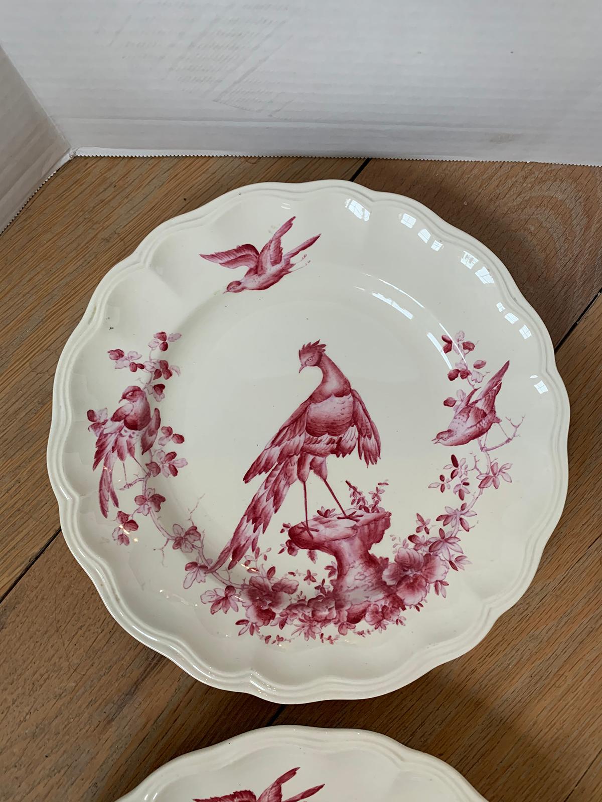 Set of Six English Copeland Spode Chelsea Bird Pattern Dinner Plates, Marked For Sale 4