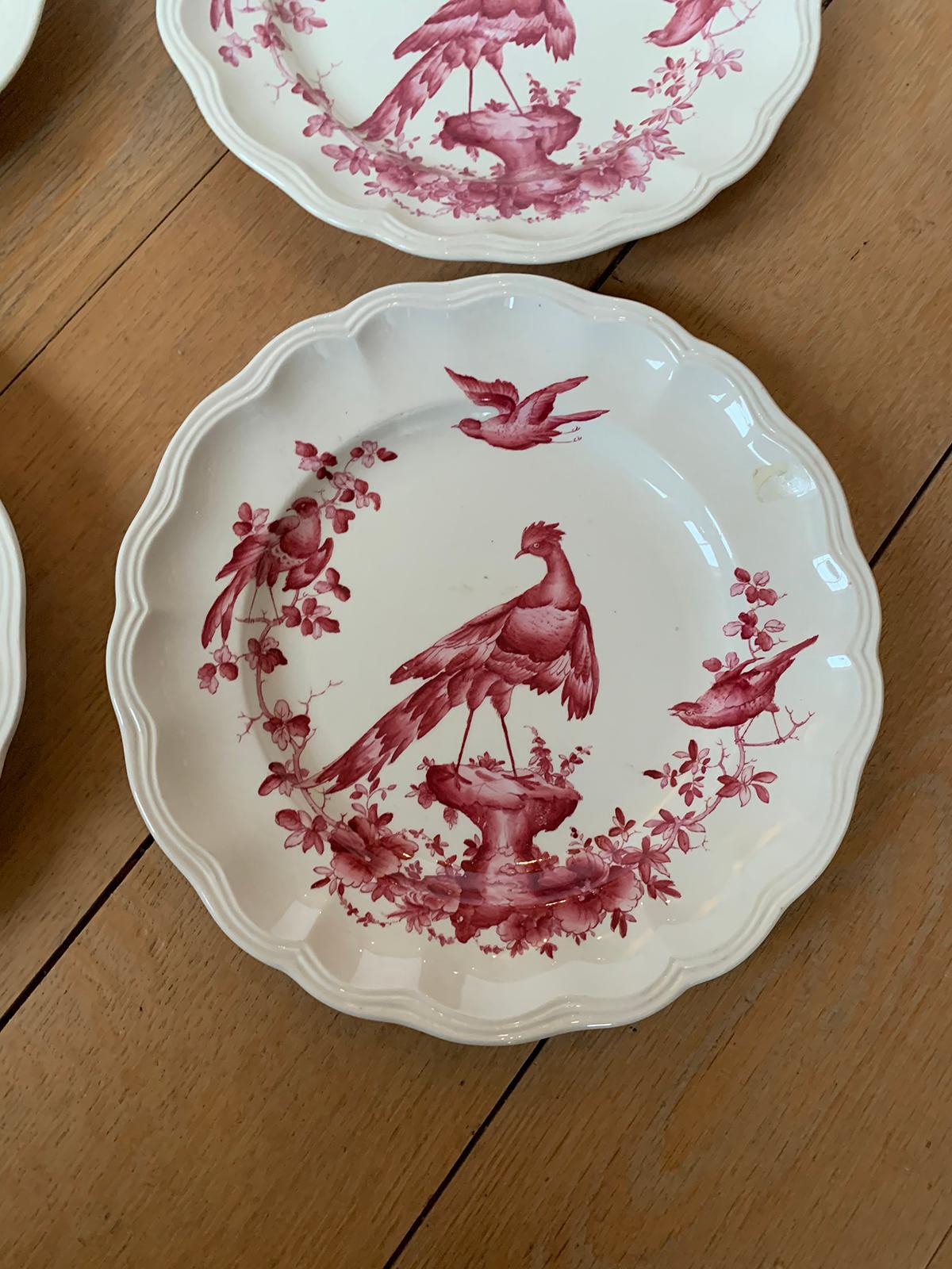 Set of Six English Copeland Spode Chelsea Bird Pattern Dinner Plates, Marked For Sale 7