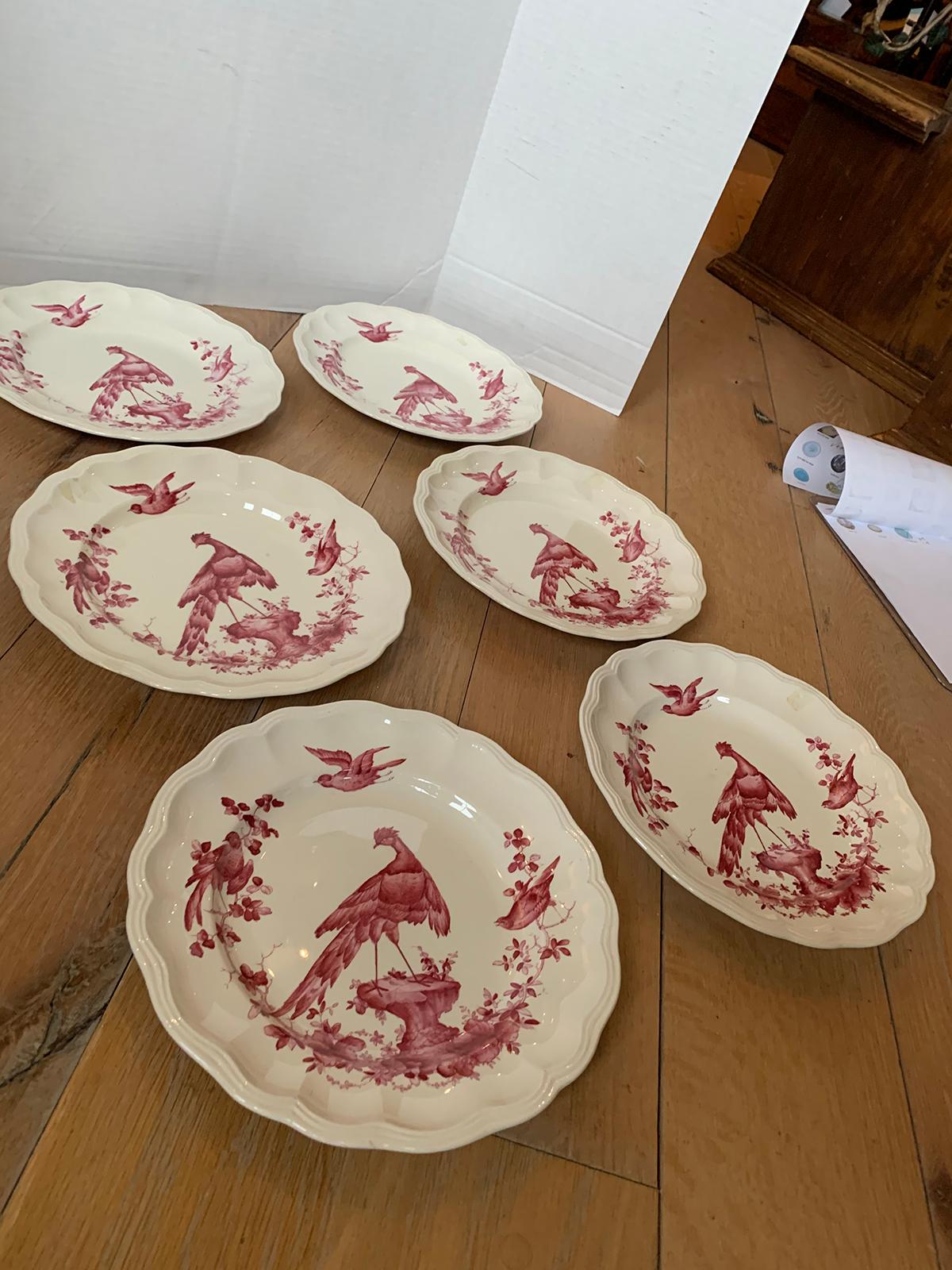 Set of Six English Copeland Spode Chelsea Bird Pattern Dinner Plates, Marked For Sale 1