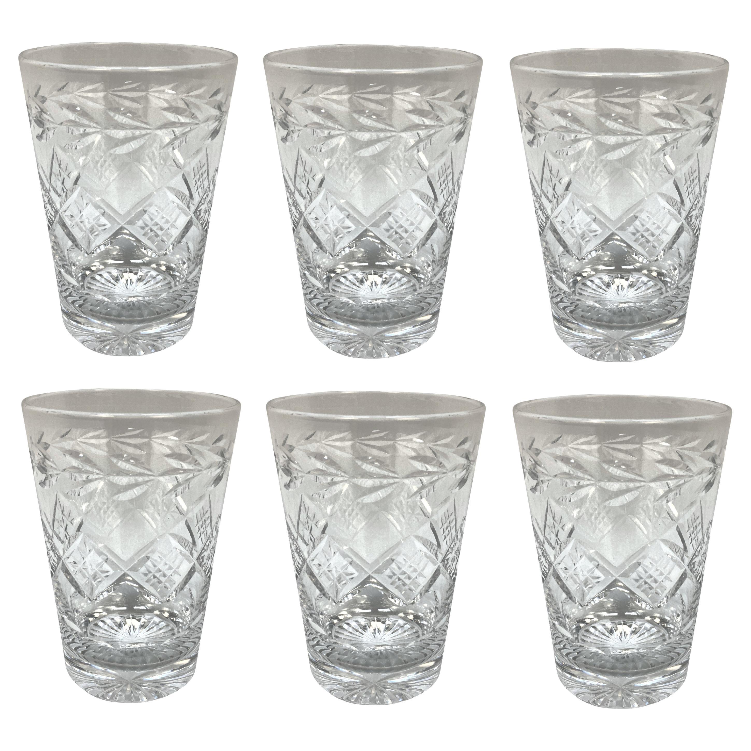 Set Of Six English Cut Glass Tumblers