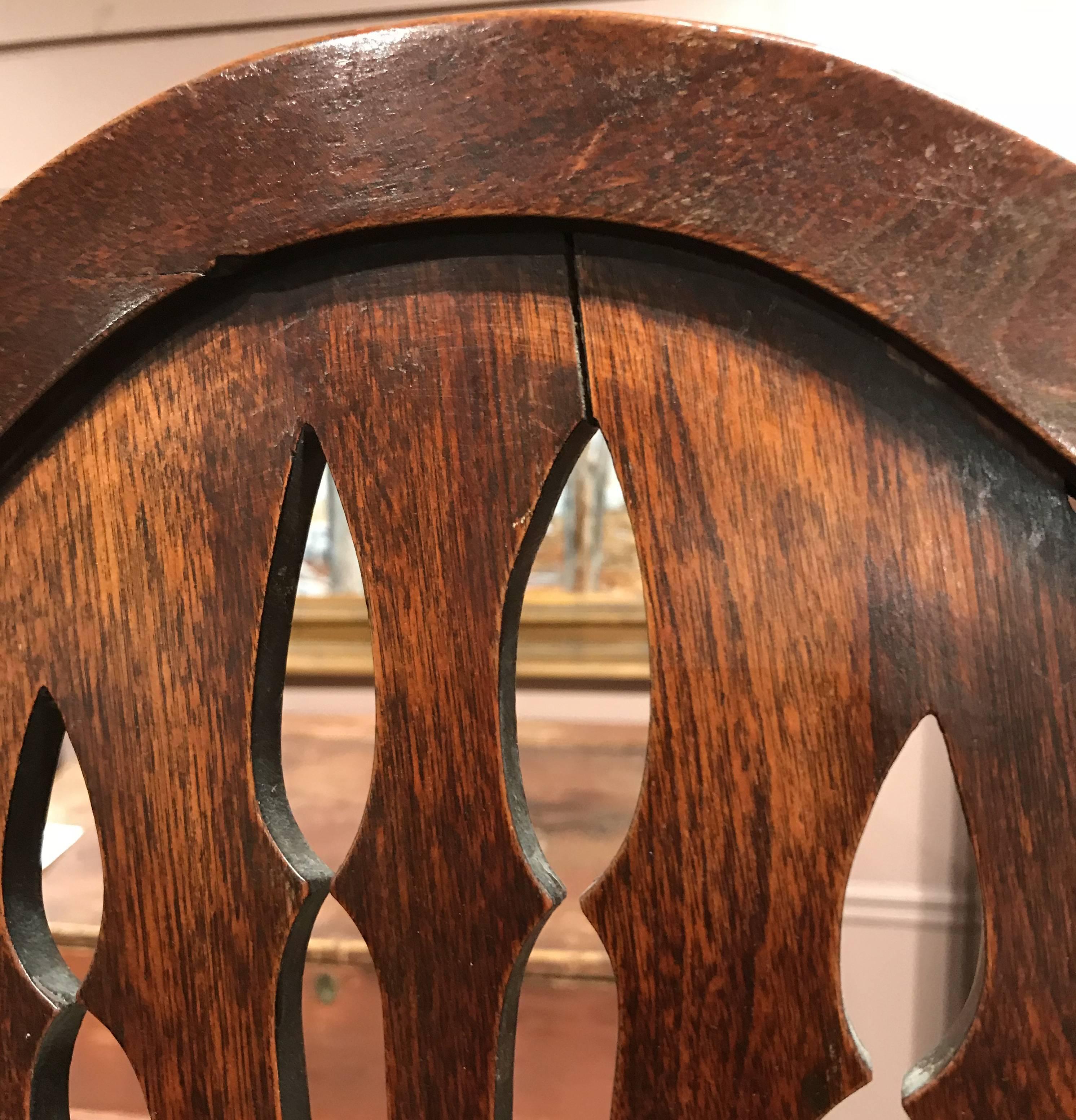 Set of Six English Georgian Oak Country Dining or Side Chairs 6