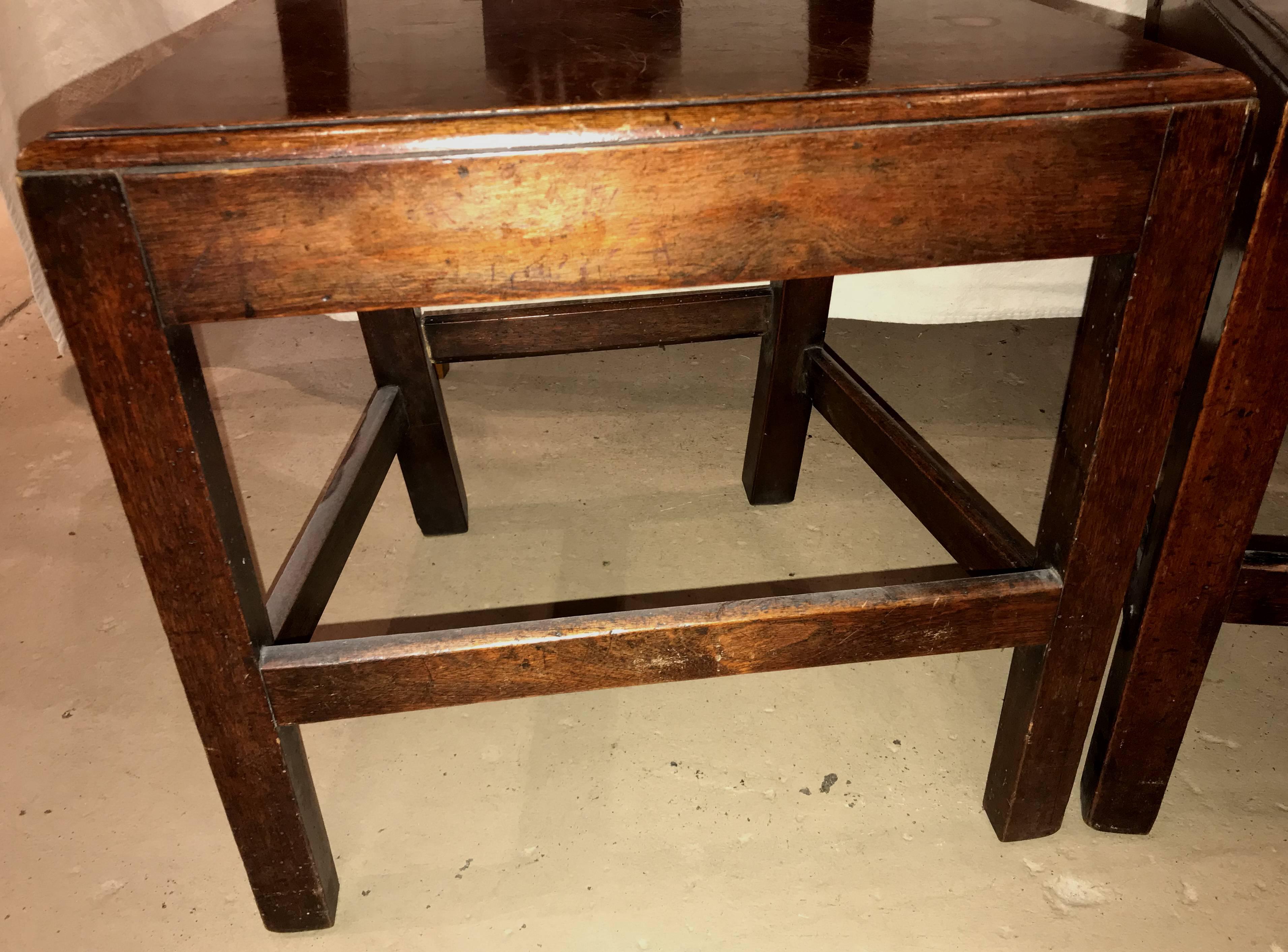 Set of Six English Georgian Oak Country Dining or Side Chairs In Good Condition In Milford, NH