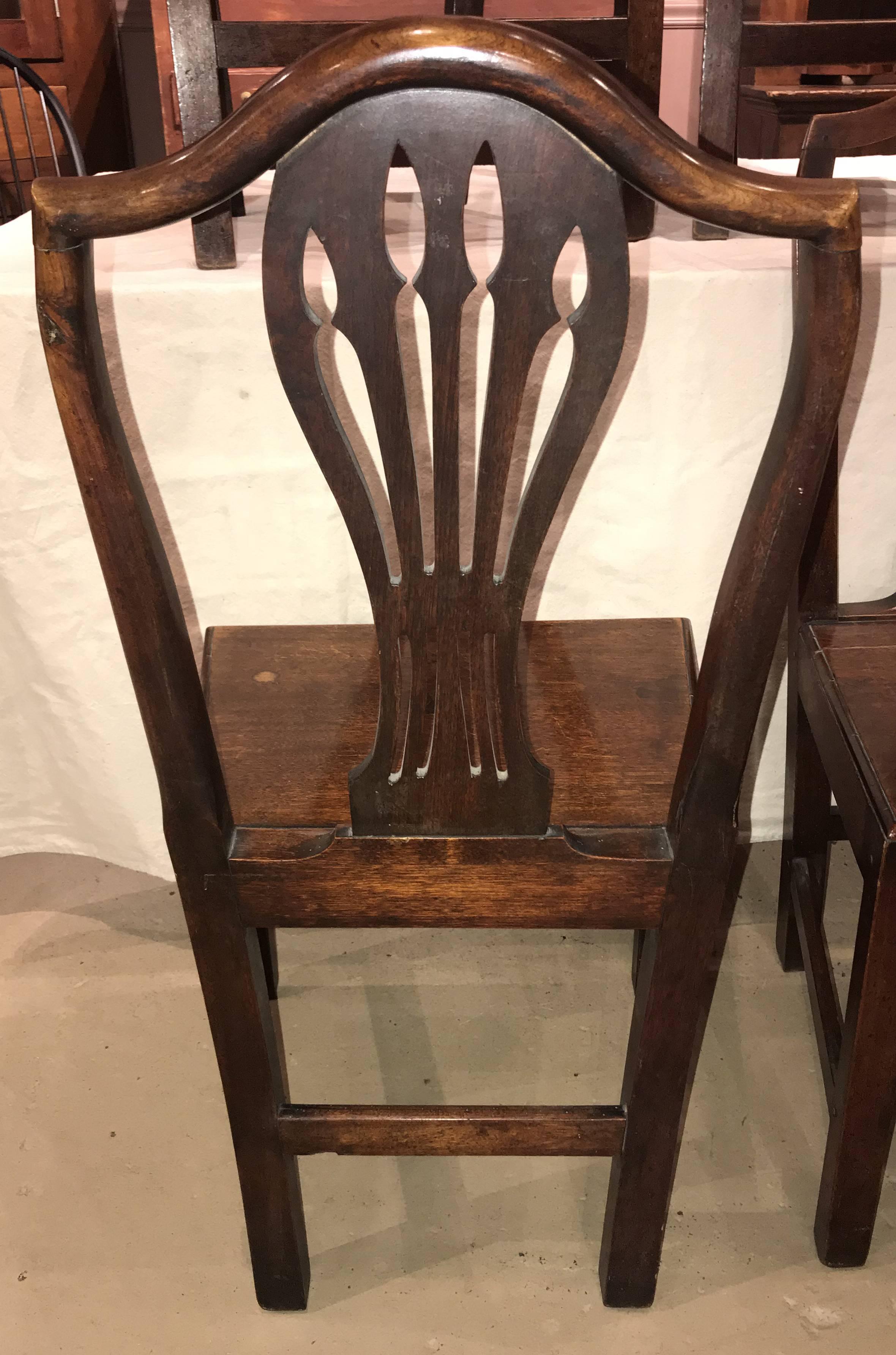 Set of Six English Georgian Oak Country Dining or Side Chairs 1