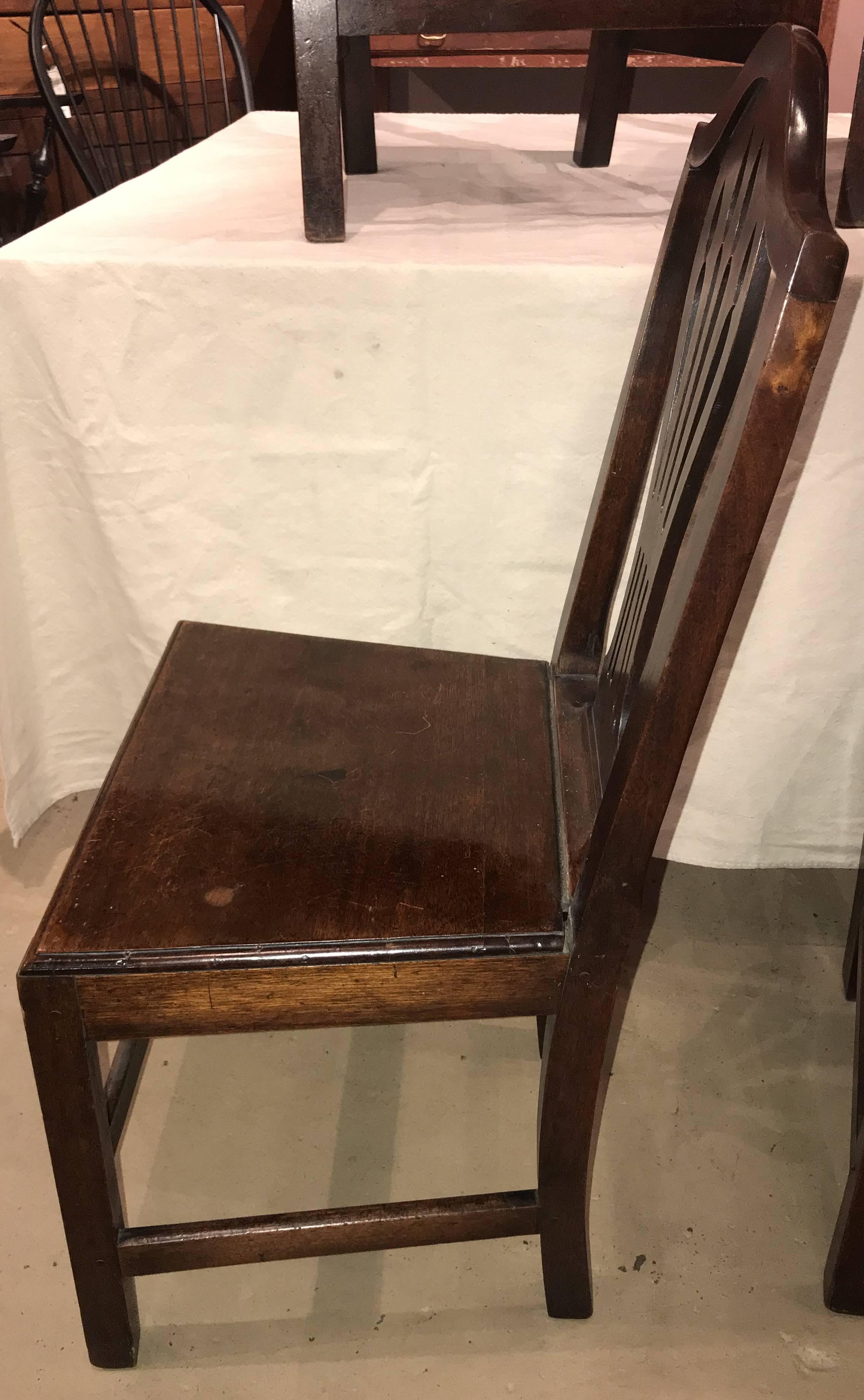Set of Six English Georgian Oak Country Dining or Side Chairs 2