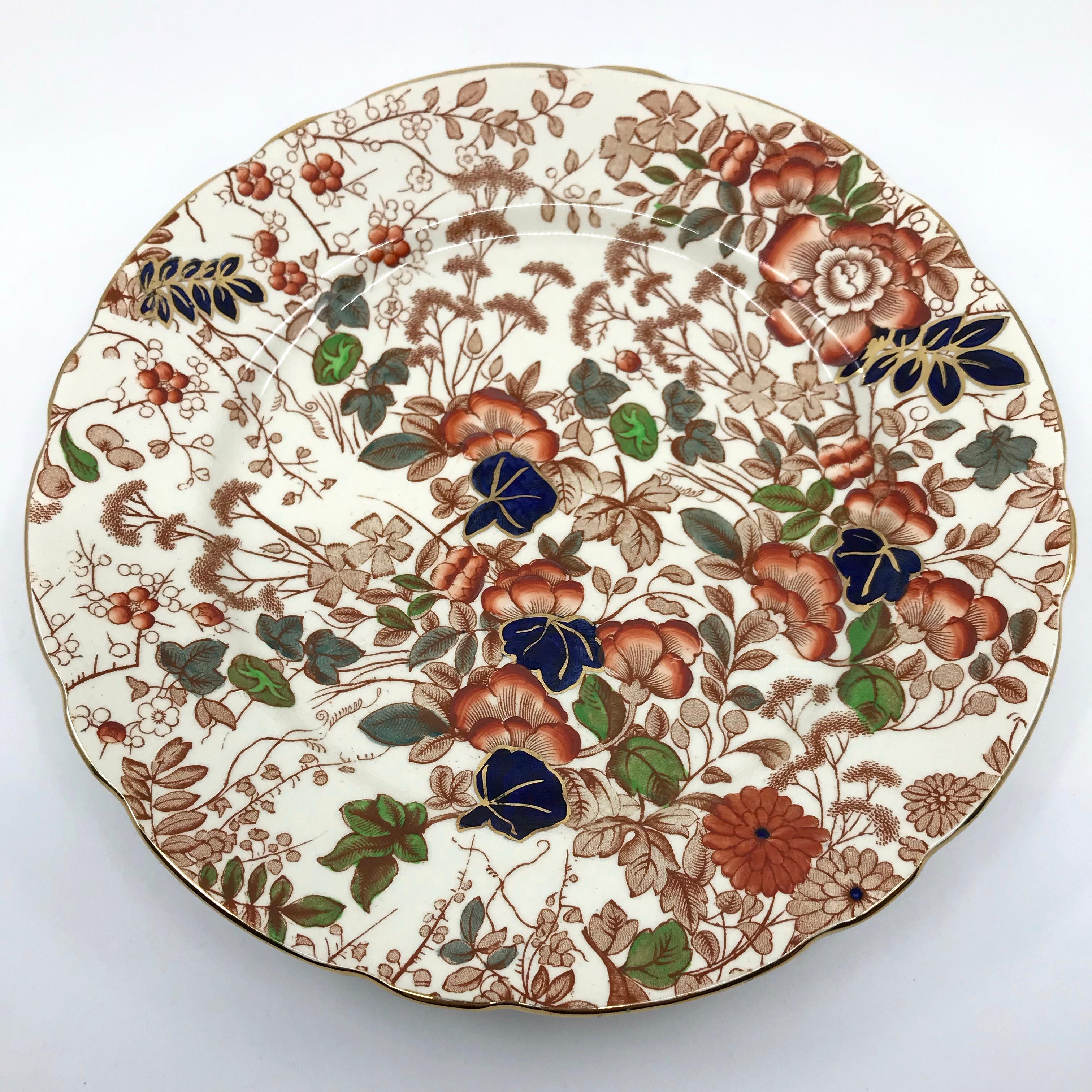 Early 20th Century Set of Six English Imari-Style Gilt Plates