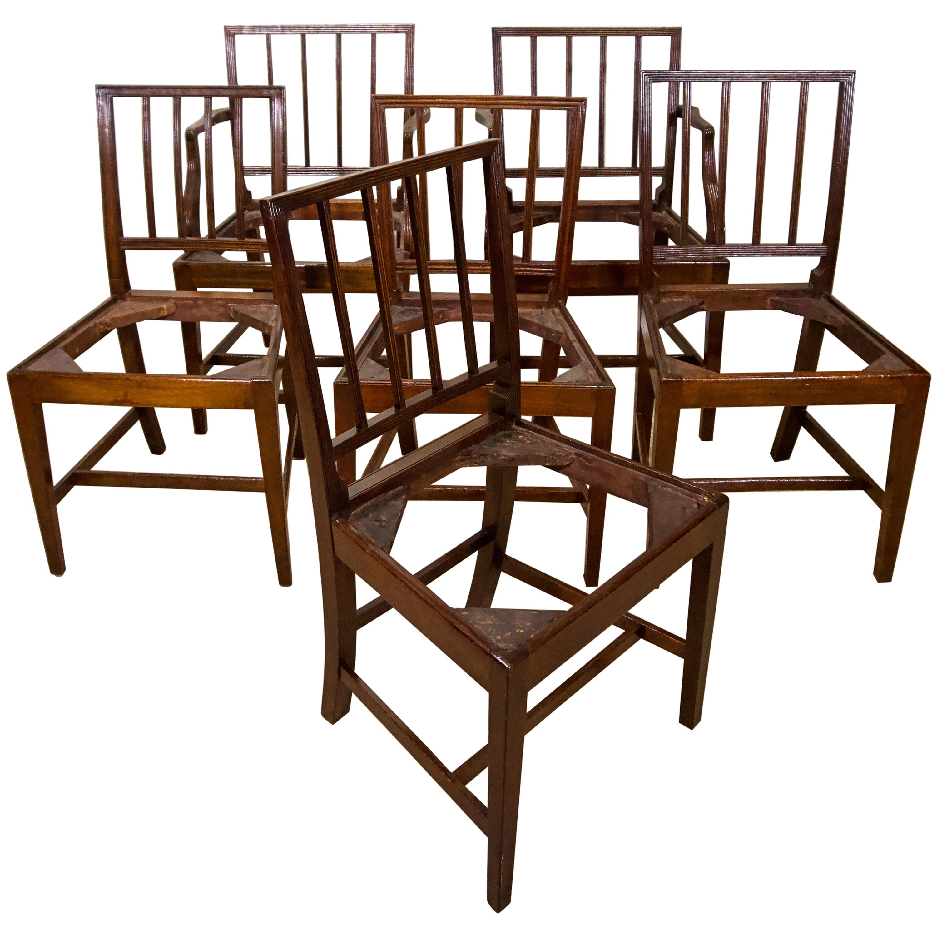 Set of Six English Mahogany Dining Chairs